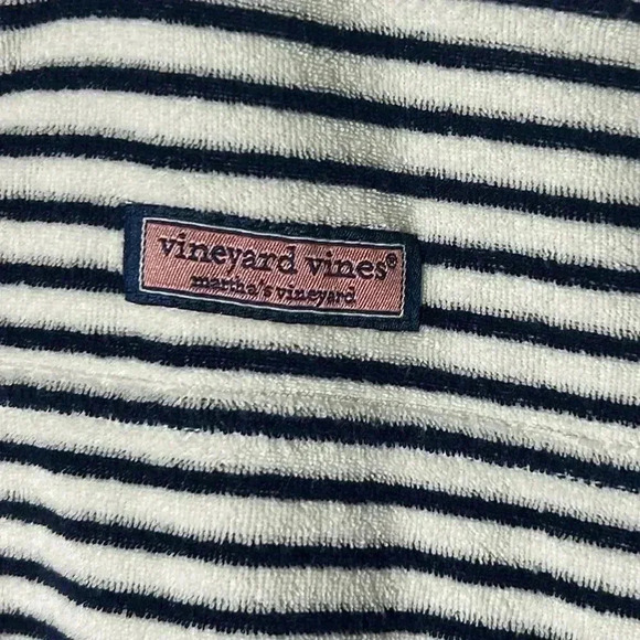 Vineyard Vines Martha's Vineyard half zip striped white w/blue Terry size small - Picture 2 of 10